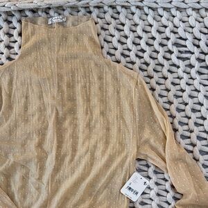 Free People Dotted Mesh Top in Beige